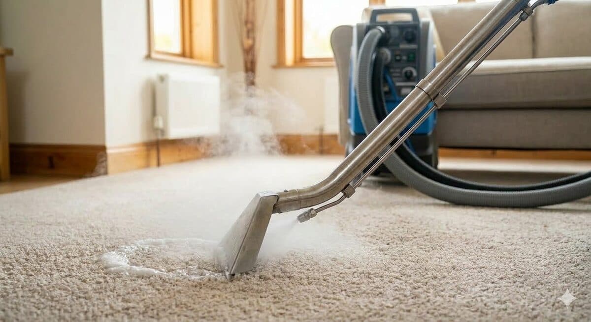 Hot water extraction in progress